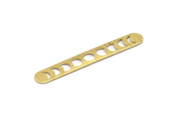 Brass Oval Blank, 6 Textured Raw Brass Moon Phases Shaped Blanks, Oval Bars, Findings (50x7x0.80mm) M03298