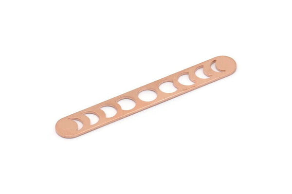 Copper Oval Blank, 6 Raw Copper Moon Phases Shaped Blanks, Oval Bars, Findings (50x7x0.80mm) M03310