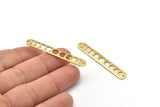 Brass Oval Charm, 6 Hammered Raw Brass Moon Phases Blanks, Brass Necklace Bar Charms With 2 Holes, Long Bar Pendants (50x7x0.80mm) M03321