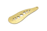 Brass Irregular Charm, 6 Hammered Raw Brass Moon Phases Patterned Irregular Shaped Charms With 1 Hole, Findings (43x14x0.80mm) M03323