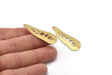 Brass Irregular Charm, 6 Hammered Raw Brass Moon Phases Patterned Irregular Shaped Charms With 2 Holes, Findings (43x14x0.80mm) M03324