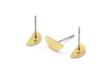 Pirinç Geometrik Küpe, 12 Dokulu Ham Pirinç Küçük Yarım Daire Küpe, Yarım Ay Küpe (9x4x0,80 mm) M02357 A0598