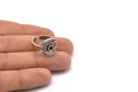 Silver Ring Setting, 2 Antique Silver Plated Brass Duke Rings With 1 Stone Setting - Pad Size 3mm N0577