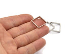 Silver Square Charm, 12 Silver Tone Square Ring Charms With 2 Holes (18x3x0.8mm) BS 1889