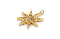 Gold North Star Charms, 2 Gold Plated Brass North Star Charms With 1 Loop, Pendants, Earring Findings (23x20mm) SY0173