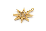 Gold North Star Charms, 2 Gold Plated Brass North Star Charms With 1 Loop, Pendants, Earring Findings (23x20mm) SY0173