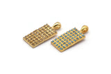 Gold Rectangle Charms, 2 Gold Plated Brass Rectangle Charms With 1 Loop, Pendants, Earring Findings (20x8mm) SY0080