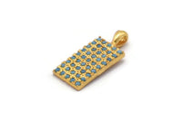 Gold Rectangle Charms, 2 Gold Plated Brass Rectangle Charms With 1 Loop, Pendants, Earring Findings (20x8mm) SY0080