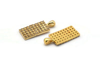 Gold Rectangle Charms, 2 Gold Plated Brass Rectangle Charms With 1 Loop, Pendants, Earring Findings (20x8mm) SY0080