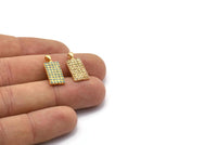 Gold Rectangle Charms, 2 Gold Plated Brass Rectangle Charms With 1 Loop, Pendants, Earring Findings (20x8mm) SY0080