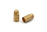 Brass End Caps, 12 Raw Brass End Cap , Cord Tip , 4mm Cord End - (5x10mm) A0953