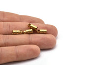 Brass End Caps, 12 Raw Brass End Cap , Cord Tip , 4mm Cord End - (5x10mm) A0953