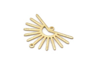 Gold Sun Charm, 4 Textured Gold Plated Brass Sun Charms With 2 Loops (22x30x0.80mm) M02281 H0891