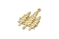 Gold Tree Charm, 2 Gold Plated Brass Tree Charms With 1 Loop, Pendant, Findings (30x21x1mm) N1090 Q0682