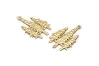 Gold Tree Charm, 2 Gold Plated Brass Tree Charms With 1 Loop, Pendant, Findings (30x21x1mm) N1090 Q0682