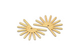 Gold Sun Charm, 4 Textured Gold Plated Brass Sun Charms With 1 Hole (18x25x0.80mm) M02289