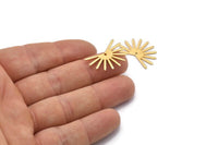 Gold Sun Charm, 4 Textured Gold Plated Brass Sun Charms With 1 Hole (18x25x0.80mm) M02289