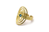 Brass Royal Ring, 2 Raw Brass Royal Rings With 1 Stone Settings - Pad Size 3mm N1953