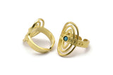 Brass Royal Ring, 2 Raw Brass Royal Rings With 1 Stone Settings - Pad Size 3mm N1953