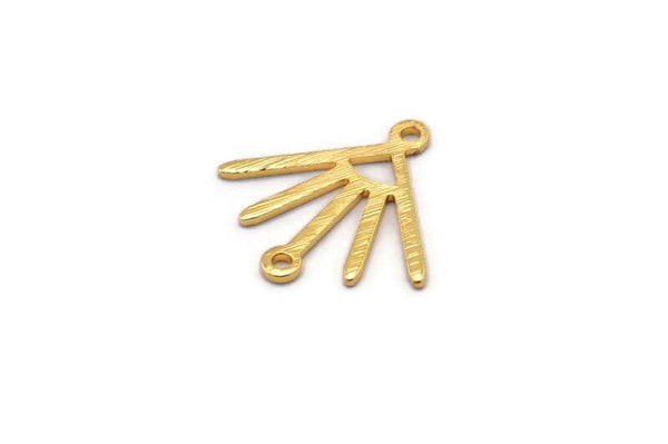 Gold Sun Charm, 6 Textured Gold Plated Brass Sun Charms With 2 Loops (18x17x0.80mm) M02428