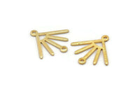 Gold Sun Charm, 6 Textured Gold Plated Brass Sun Charms With 2 Loops (18x17x0.80mm) M02428