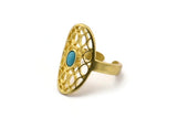 Brass Royal Ring, 2 Raw Brass Royal Rings With 1 Stone Settings - Pad Size 5x3mm N1954