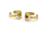 Brass Royal Ring, 2 Raw Brass Royal Rings With 1 Stone Settings - Pad Size 4mm N1947