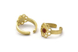 Brass Royal Ring, 2 Raw Brass Royal Rings With 1 Stone Settings - Pad Size 4mm N1947