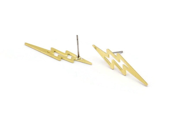 Pirinç Küpe, 8 Ham Pirinç Şimşek Çivi Küpe (34x8x0,80 mm) M02475 A0116