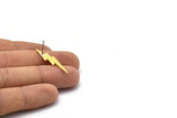 Brass Earring, 6 Raw Brass Lightning Bolt Stud Earrings (34x8x0.80mm) M02476 A0465