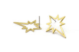Brass North Star Earring, 6 Raw Brass Pole Star Stud Earrings (27x22x0.80mm) M02483 A0019