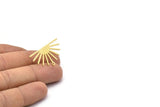 Brass Sun Earring, 4 Textured Raw Brass Sun Stud Earrings With 1 Loop (17x30x0.80mm) M02316 A0021
