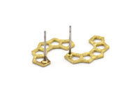 Brass Honeycomb Earring, 24 Raw Brass Honeycomb Stud Earrings (18x10x1mm) N179