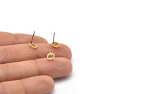 Brass Hexagon Earring, 12 Raw Brass Hexagon Stud Earrings (6x1mm) D0012 A2095
