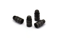 Black End Caps, 12 Oxidized Brass Black End Cap, Cord Tip, 4mm Cord End - (5x10mm) A0953 S152