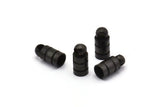 Black End Caps, 12 Oxidized Brass Black End Cap, Cord Tip, 4mm Cord End - (5x10mm) A0953 S152