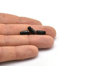 Black End Caps, 12 Oxidized Brass Black End Cap, Cord Tip, 4mm Cord End - (5x10mm) A0953 S152