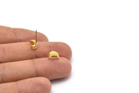 Brass Moon Earring, 12 Raw Brass Crescent Moon Stud Earrings (8x5x3mm) N1404