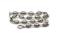 Silver Necklace Chain, Antique Silver Plated Brass Rope Chain Necklace, Chain Choker Necklace (45cm - 17.7 inc) 26x12mm N1882 Q0719