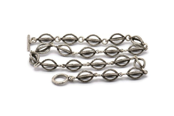 Silver Necklace Chain, Antique Silver Plated Brass Rope Chain Necklace, Chain Choker Necklace (45cm - 17.7 inc) 26x12mm N1882 Q0719