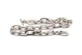 Silver Necklace Chain, Antique Silver Plated Brass Rope Chain Necklace, Chain Choker Necklace (45cm - 17.7 inc) 25x14mm N1848