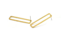 Brass Rectangle Earring, 8 Raw Brass Rectangle Stud Earrings (10x40x1.5mm) D1647 A1426