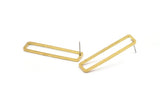 Brass Rectangle Earring, 8 Raw Brass Rectangle Stud Earrings (10x40x1.5mm) D1647 A1426