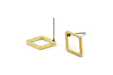 Brass Diamond Earring, 12 Raw Brass Diamond Stud Earrings (8.5x12x1mm) D0031 A2033