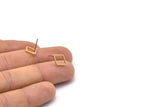 Brass Diamond Earring, 12 Raw Brass Diamond Stud Earrings (8.5x12x1mm) D0031 A2033