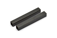 Black Square Tubes, 3 Huge Oxidized Brass Square Tubes  (10x80mm) Bs 1513 S058