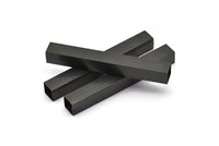 Black Square Tubes, 3 Huge Oxidized Brass Square Tubes  (10x80mm) Bs 1513 S058