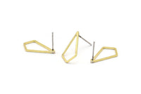 Brass Diamond Earring, 12 Raw Brass Diamond Stud Earrings (18x10x0.80mm) D0542 A2072