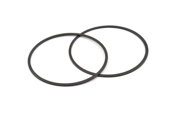 Black Circle Connector, 4 Oxidized Black Brass Circle Connectors (60x2x1mm) D990 S1041