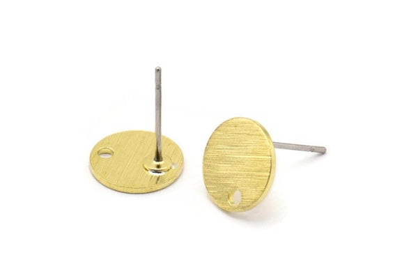 Pirinç Daire Küpe, 1 Delikli 12 Dokulu Ham Pirinç Daire Küpe (10x0,80 mm) M335 A2343